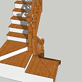 Wooden Staircase Design With Elegant Handrail And Solid Wooden Steps 3d model