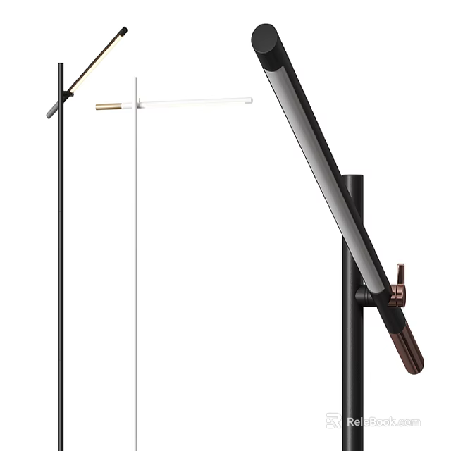 Modern Adjustable Floor Lamp With Black Metal Sleek Design And Flexible Arm 3d model 