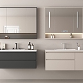 Modern bathroom cabinet Hanging sink faucet mirror 3d model