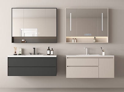 Modern bathroom cabinet Hanging sink faucet mirror 3d model