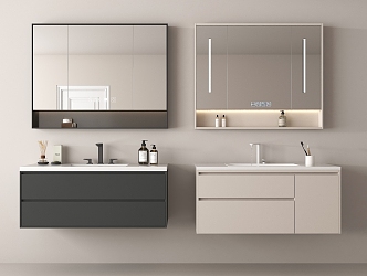 Modern bathroom cabinet Hanging sink faucet mirror 3d model