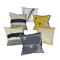 Assorted Design Throw Pillows With Striped Geometric Patterns And Colorful Textures 3d model
