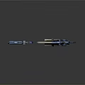 Futuristic Blue Sci Fi Weapons With Luminous Details And Mechanical Structures 3d model