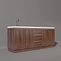 Wooden Balcony Cabinet With Drawers Doors White Countertop And Faucet