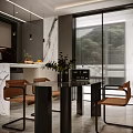 Modern Living Dining Room Interior With Gray Sofa Coffee Table Area Rug And Artwork