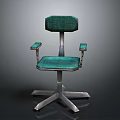 Green Upholstered Office Chair With Armrests And Metal Star Base