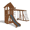 Outdoor Wooden Playground Equipment with Slide Swings Climbing Ladder and Tower