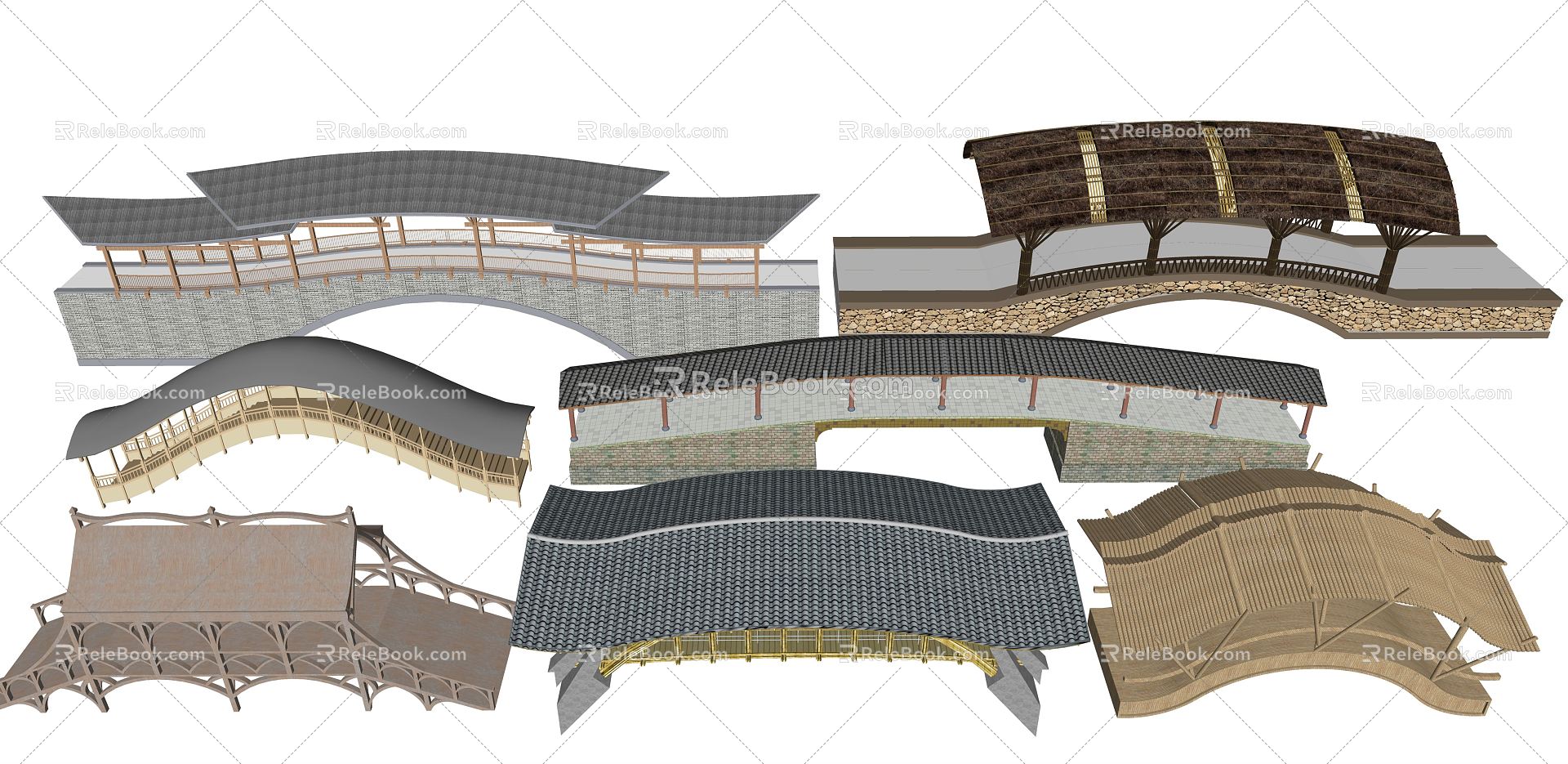 Chinese-style Corridor Bridge Corridor Frame Wooden Bridge Rain Bridge model