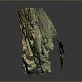 Natural Stone Wood Decorative Sculpture With Mossy Surface and Rough Texture