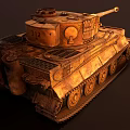 Vintage Military Tank with Weathered Exterior Cannon Turret and Metal Tracks