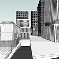 Modern High Rise Office Buildings In Urban Commercial Complex With Green Areas