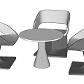 Modern Round Table Set With Three Gray Chairs And Minimalist Design 3d model