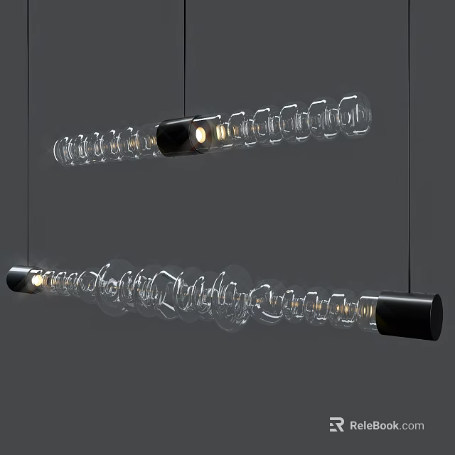 Modern Glass Chandelier with Transparent Tubes and LED Lighting for Contemporary Interior Design 3d model 