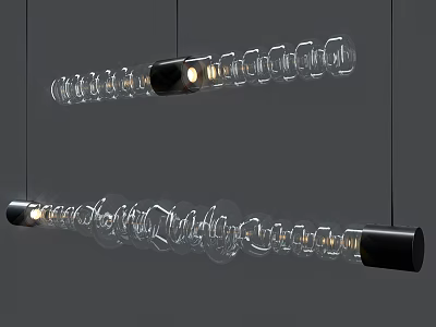 Modern Glass Chandelier with Transparent Tubes and LED Lighting for Contemporary Interior Design 3d model