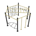 Outdoor Playground Equipment With Golden Climbing Frame Ladder Net And Ring Handles
