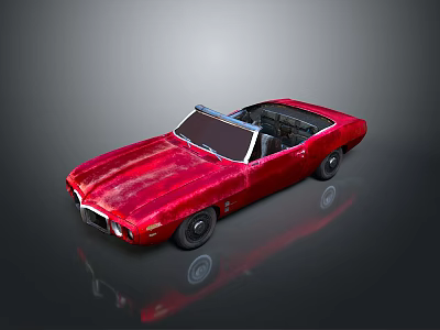 Red Vintage Convertible Car With Shiny Exterior And Open Top Design 3d model