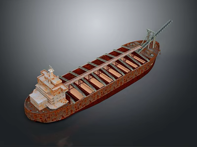 Large Cargo Ship With Multiple Holds And Superstructure 3d model