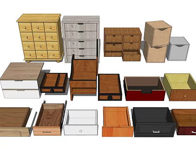 Entryway Cabinets and Sidetables with Wooden Designs Various Drawers Storage Spaces and Multiple Styles 3d model