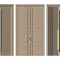 Three Varied Styles Double Doors Featuring Wooden Frames and Textured Panels