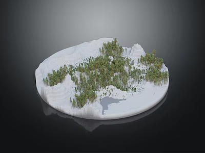 Natural Landscape with Miniature Round Terrain and Lush Green Trees 3d model