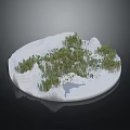 Natural Landscape with Miniature Round Terrain and Lush Green Trees