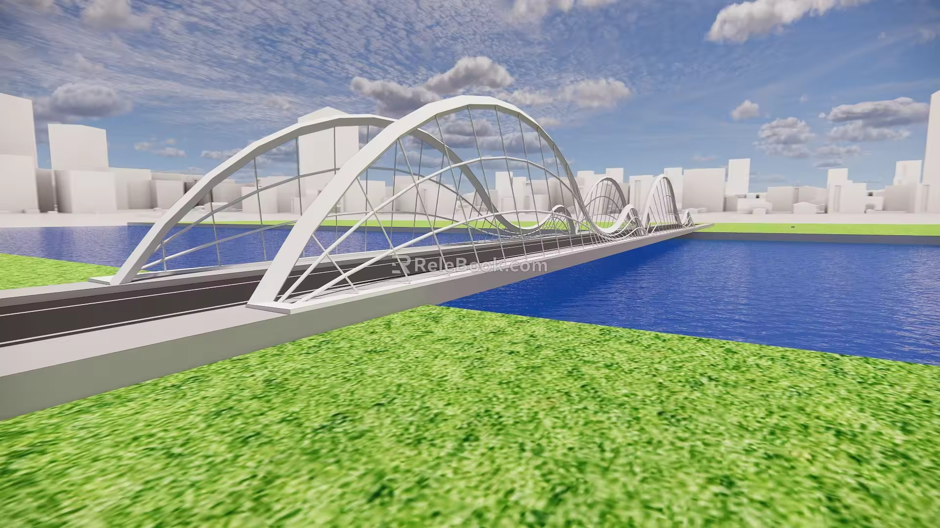 modern bridge curve bridge streamline bridge 3d model