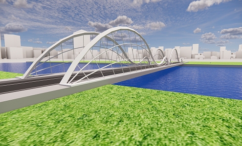 modern bridge curve bridge streamline bridge 3d model