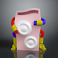 Pink Electronic Device With White Circular Speakers And Red Blue Yellow Colored Tubes