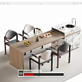 Modern Bar Counter with Wooden Dining Table Chairs Fresh Fruit and Marble Top