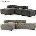 Modern Gray Fabric Modular Sectional Sofa Set With Multiple Cushioned Modules 3d model