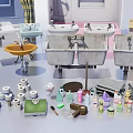Indoor Scene Featuring Various Furniture and Decor Elements for Bathroom and Bedroom