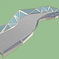 Modern Geometric Bridge Design With Curved Structure And Transparent Panels 3d model
