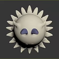 Cute White Round Character With Purple Cat Ears And Octopus Tentacles