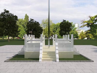 Modern Flag-raising Platform Flag Platform 3d model