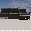 Simple leather multi-function three-seat sofa 3d model