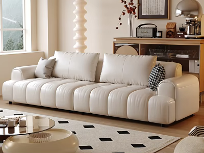 Modern Living Room Interior With White Sofa Black And White Rug And Glass Coffee Table 3d model