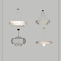 Modern Pendant Lights with Different Designs Hanging on Gray Background Wall