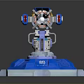 Blue Sci Fi Mechanical Device With Hexagonal Base And Glowing Components