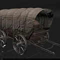 Vintage Wooden Wagon with Canvas Cover and Spoked Wheels Classic Design
