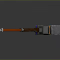 Mechanical Hammer Weapon With Red Handle Blue Accents Orange Black Components And Glowing Base