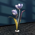 Modern Floral Display With Purple Tulips White Base And Soft Shadow Effects