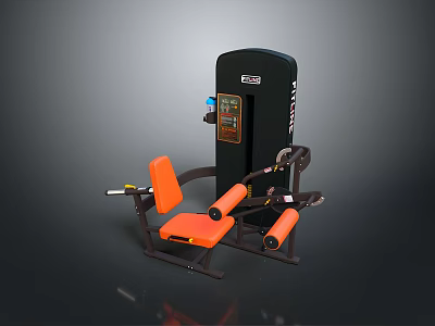 Leg Exercise Fitness Machine With Orange Seat And Black Frame For Gym Training 3d model