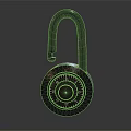 Secure Black Door Handle With Combination Padlock On Gray Gradient Reflective Background 3d model