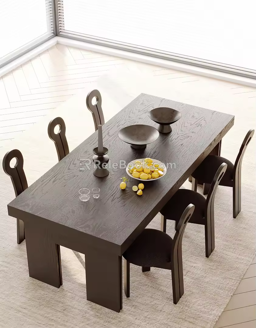 Modern Middle Style Dining Table and Chair 3d model