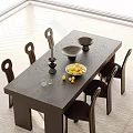 Modern Middle Style Dining Table and Chair 3d model