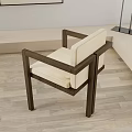 Modern Minimalist Dining Chair With Solid Wooden Frame And Beige Upholstered Seat
