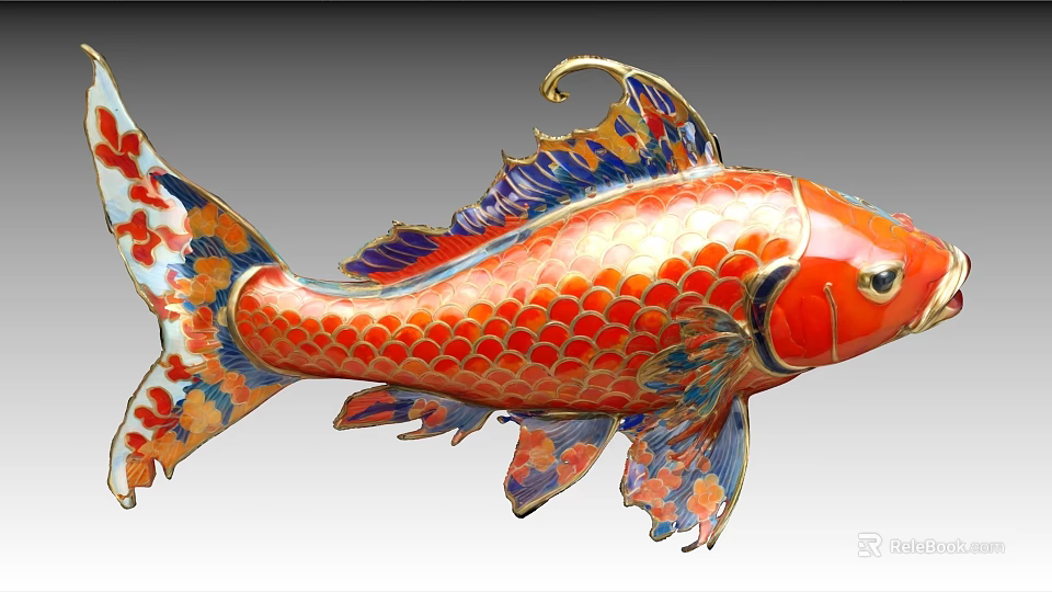 Colorful Koi Fish With Ornate Scales Vibrant Patterns And Artistic Decorative Design 3d model 