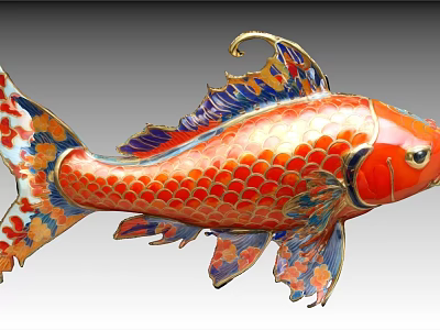 Colorful Koi Fish With Ornate Scales Vibrant Patterns And Artistic Decorative Design 3d model