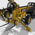 JCB Heavy Duty Construction Machinery With Fork Attachments And Yellow Exterior
