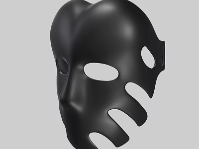 Futuristic Black Mask With Unique Design Features Multiple Air Holes And Ergonomic Structure 3d model